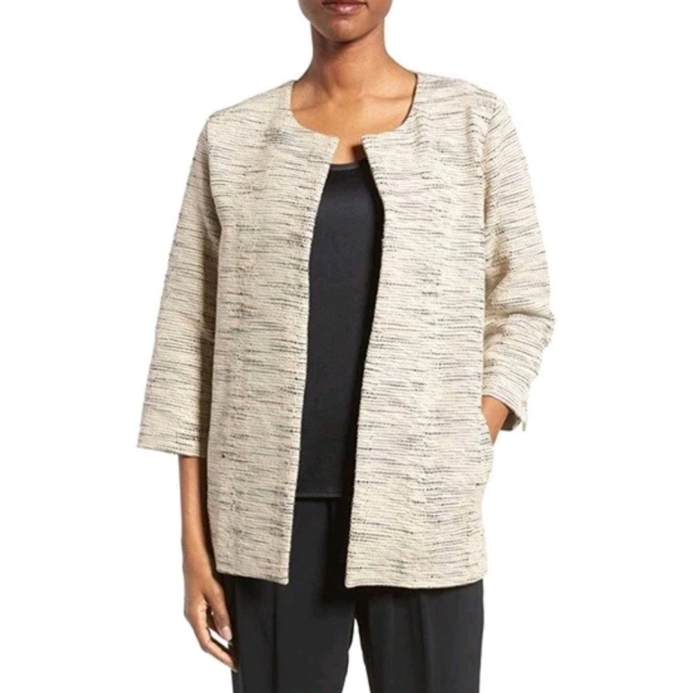 Eileen Fisher Textured‎ Cream and Black Jacket Size M